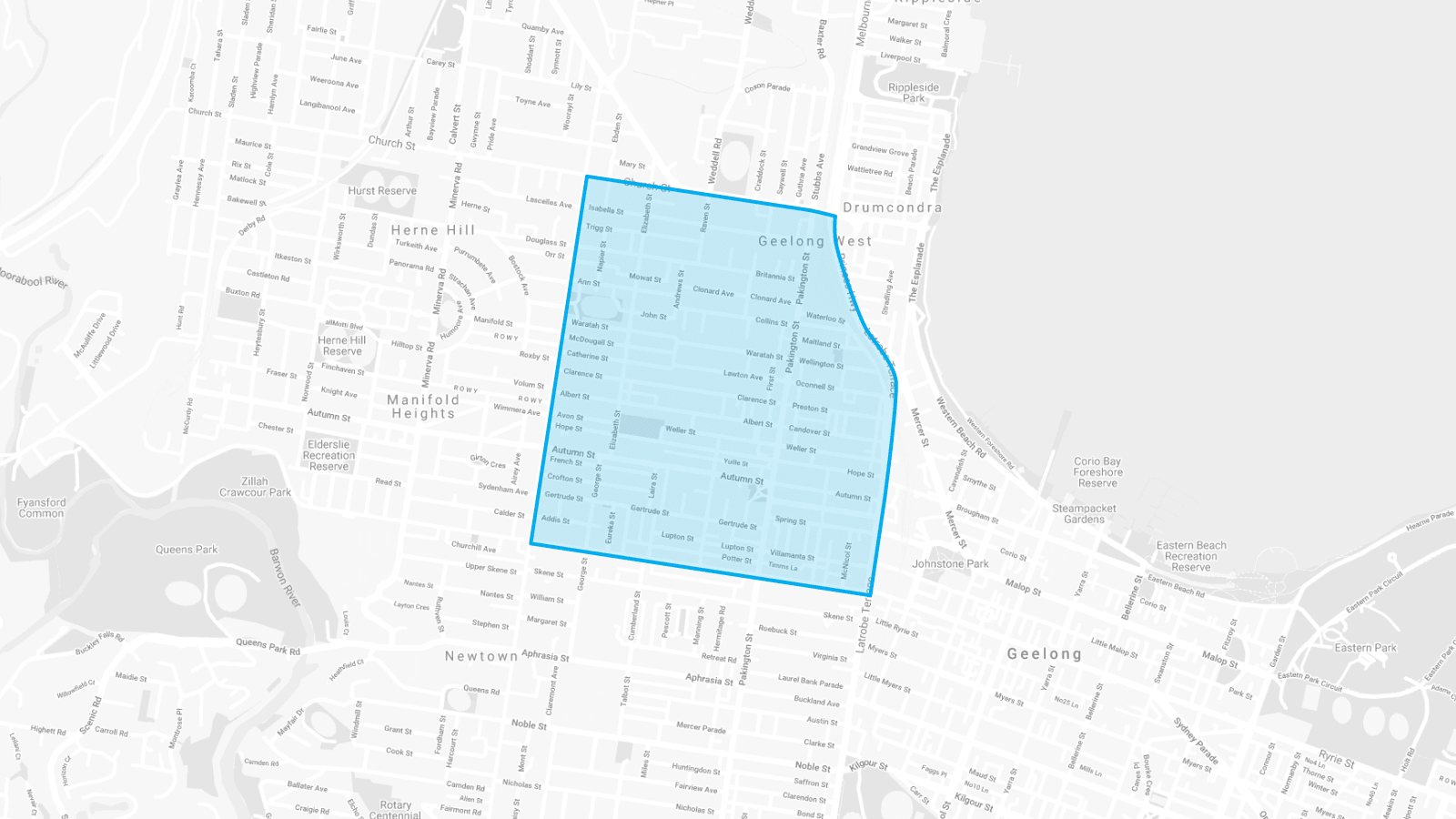 Map of Geelong West